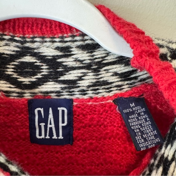 Vtg Gap Oversized Winter Wool Sweater Size Medium Nordic Baggy Fit Fair Isle Y2K - Picture 3 of 5